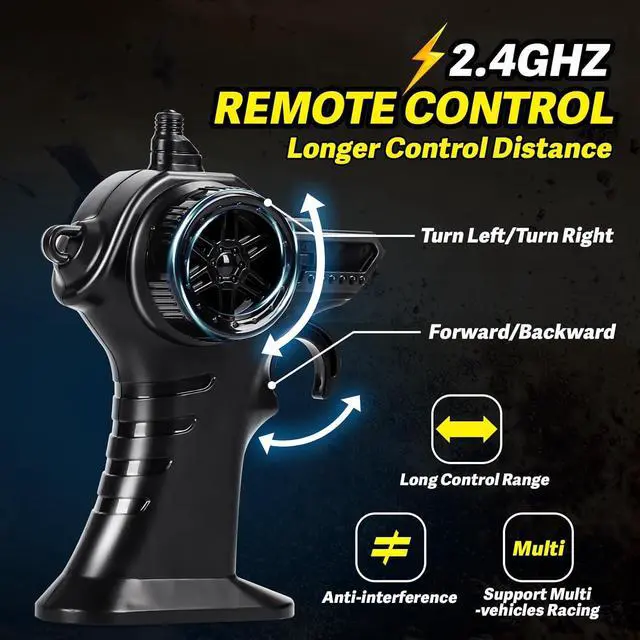 Alt view image 7 of 7 - Remote Control Car for Boys Age 4-7 8-12, 1:18 Remote Control Monster Truck, 20KM/H All Terrain Off-Road RC Truck, Rechargeable RC Cars with Bodylight, Birthday Toys Gifts for Boys