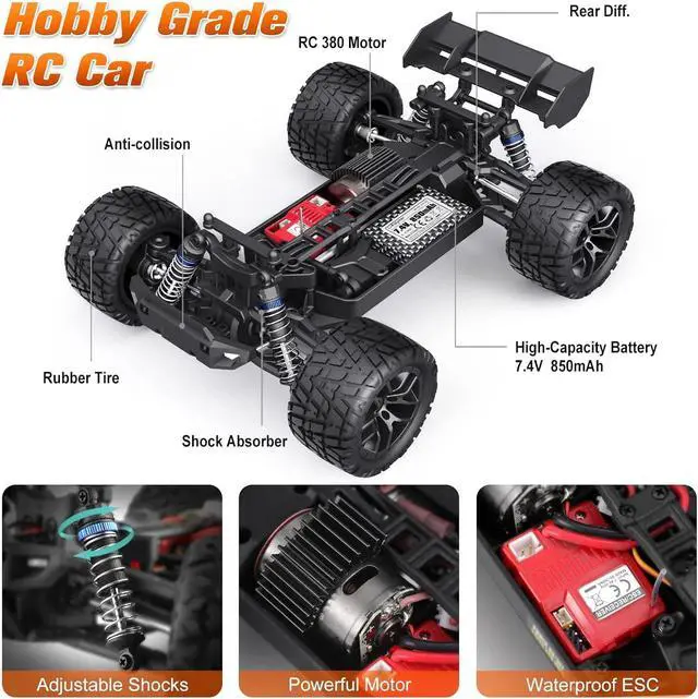 Alt view image 4 of 6 - HAIBOXING RC Cars, 1:18 Remote Control Car For Adults, 4wd High-Speed Hobby RC Truck 36km/h Fast RC Drift Car Waterproof Off-Road Electric RC Buggy With 2 Batteries, RC Vehicle toy Gift For Boys, Kids