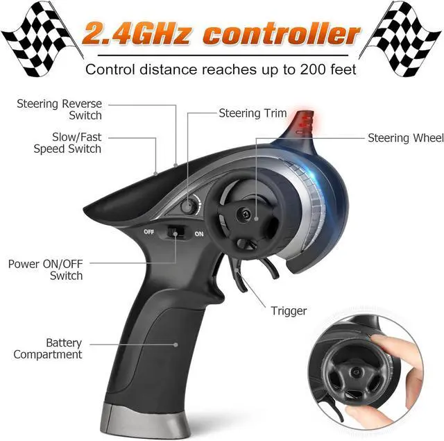 Alt view image 5 of 6 - HAIBOXING RC Cars, 1:18 Remote Control Car For Adults, 4wd High-Speed Hobby RC Truck 36km/h Fast RC Drift Car Waterproof Off-Road Electric RC Buggy With 2 Batteries, RC Vehicle toy Gift For Boys, Kids