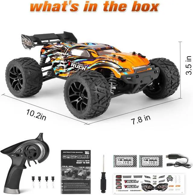 Alt view image 6 of 6 - HAIBOXING RC Cars, 1:18 Remote Control Car For Adults, 4wd High-Speed Hobby RC Truck 36km/h Fast RC Drift Car Waterproof Off-Road Electric RC Buggy With 2 Batteries, RC Vehicle toy Gift For Boys, Kids