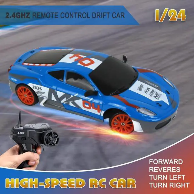 Alt view image 2 of 6 - RC Drift Car Remote Control Car 2.4GHz 1:24 Scale 4WD 15KM/H High Speed Model Vehicle LED Lights Drifting Tire Racing Sport Toy Car for Adult Boys Girls Kids Gift 2Pcs Rechargeable Batterie