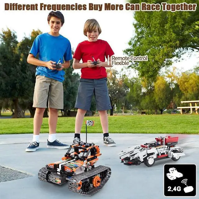 Alt view image 2 of 7 - 3-in-1 STEM Remote Control Building Kits - Tracked Car/Robot/Tank - 2.4Ghz Rechargeable RC Racer Toy Set Gift for 8-12 14 Year Old Boys and Girls Best Engineering Science Learning Kit for Kids 392pcs