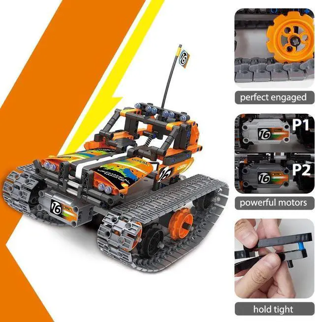 Alt view image 5 of 7 - 3-in-1 STEM Remote Control Building Kits - Tracked Car/Robot/Tank - 2.4Ghz Rechargeable RC Racer Toy Set Gift for 8-12 14 Year Old Boys and Girls Best Engineering Science Learning Kit for Kids 392pcs