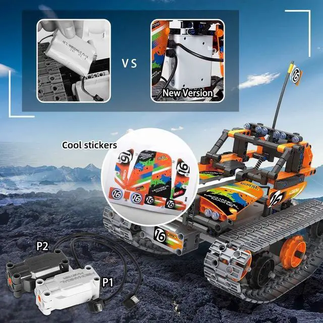 Alt view image 6 of 7 - 3-in-1 STEM Remote Control Building Kits - Tracked Car/Robot/Tank - 2.4Ghz Rechargeable RC Racer Toy Set Gift for 8-12 14 Year Old Boys and Girls Best Engineering Science Learning Kit for Kids 392pcs