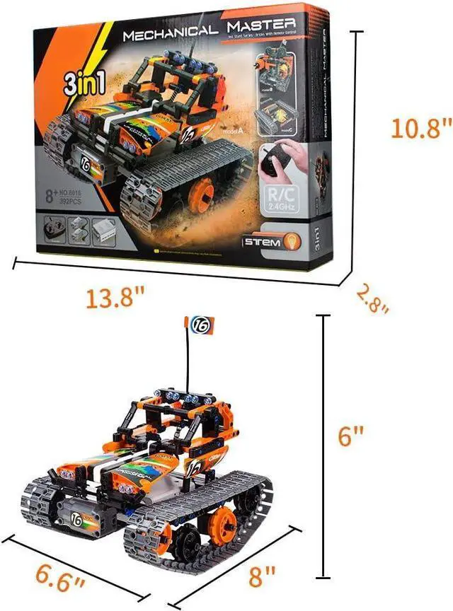 Alt view image 7 of 7 - 3-in-1 STEM Remote Control Building Kits - Tracked Car/Robot/Tank - 2.4Ghz Rechargeable RC Racer Toy Set Gift for 8-12 14 Year Old Boys and Girls Best Engineering Science Learning Kit for Kids 392pcs
