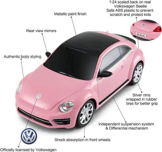 Alt view image 4 of 7 - RASTAR Beetle Remote Control Car, 1:24 Scale Beetle RC Toy Car for Kids, Pink Beetle
