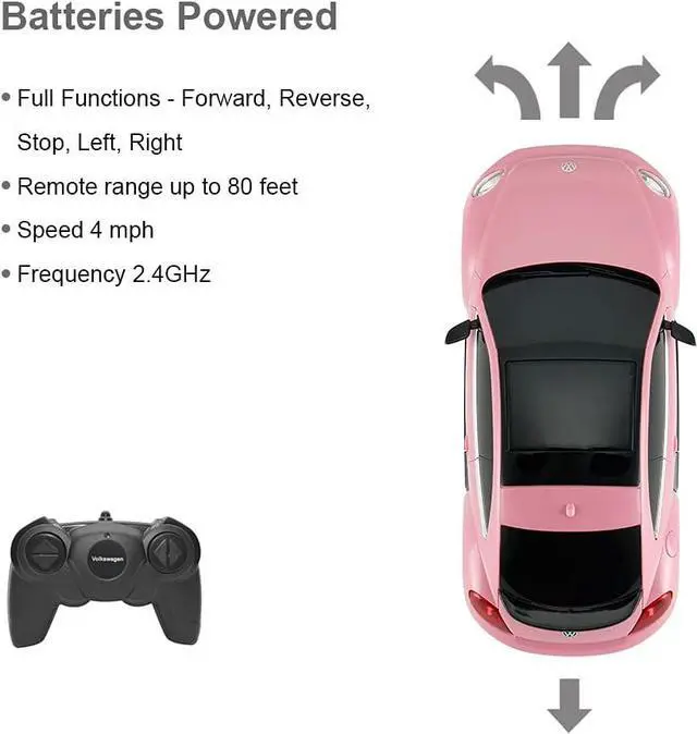 Alt view image 6 of 7 - RASTAR Beetle Remote Control Car, 1:24 Scale Beetle RC Toy Car for Kids, Pink Beetle
