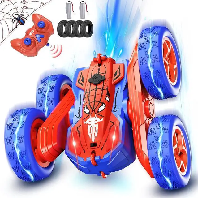 Main image of Spider Remote Control Cars for Kids,Double Sided 360° Flips Rotating 4WD Off Road Racing RC Car, RC Stunt Car Toys for Girls Boys Age 4 5 6 7 8 9 10,Perfect Kids Toys Gifts on Birthday (Red)