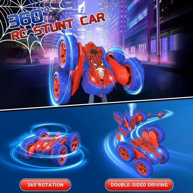 Alt view image 3 of 7 - Spider Remote Control Cars for Kids,Double Sided 360° Flips Rotating 4WD Off Road Racing RC Car, RC Stunt Car Toys for Girls Boys Age 4 5 6 7 8 9 10,Perfect Kids Toys Gifts on Birthday (Red)
