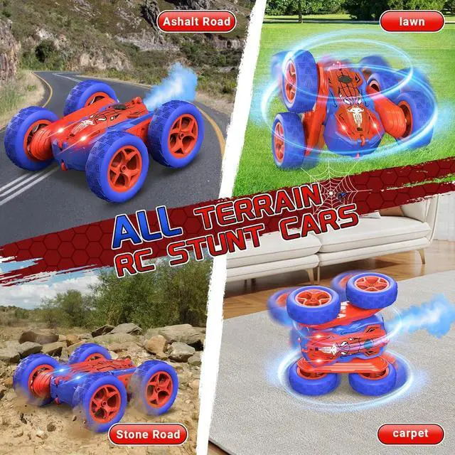 Alt view image 5 of 7 - Spider Remote Control Cars for Kids,Double Sided 360° Flips Rotating 4WD Off Road Racing RC Car, RC Stunt Car Toys for Girls Boys Age 4 5 6 7 8 9 10,Perfect Kids Toys Gifts on Birthday (Red)