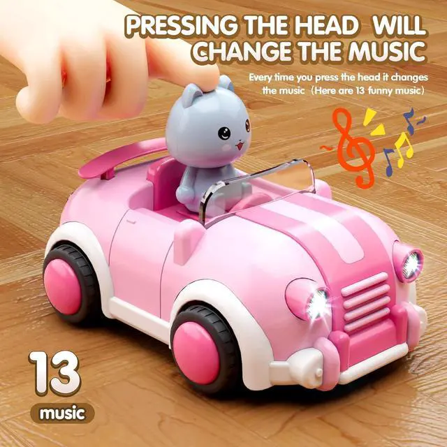 Alt view image 5 of 7 - Girls Toys Age 3+,Remote Control Cars for Kids,with 3 Cartoon Dolls, RC Car with Music and Lights,Gifts for 3+ Year Olds Boys Girls