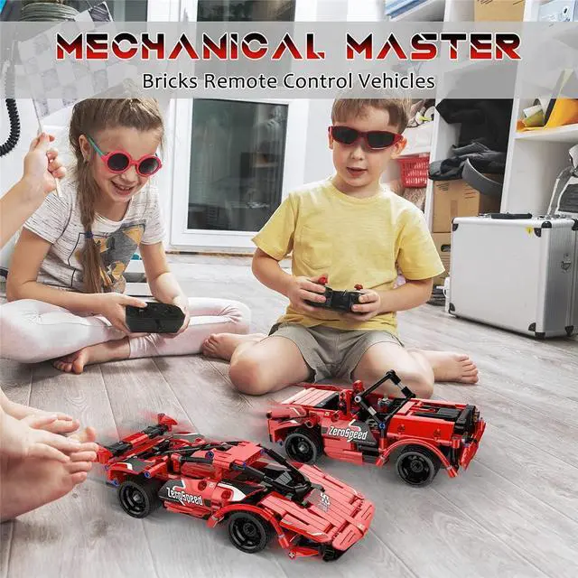 Alt view image 4 of 6 - STEM Toy Building Toys Gifts for Age 5, 6, 7, 8, 9, 10, 11, 12 Years Old Kids Boys Girls, 2 in 1 Remote Control Racing Car Building Blocks, 351 Pcs DIY Building Kits, Engineering Construction Toy