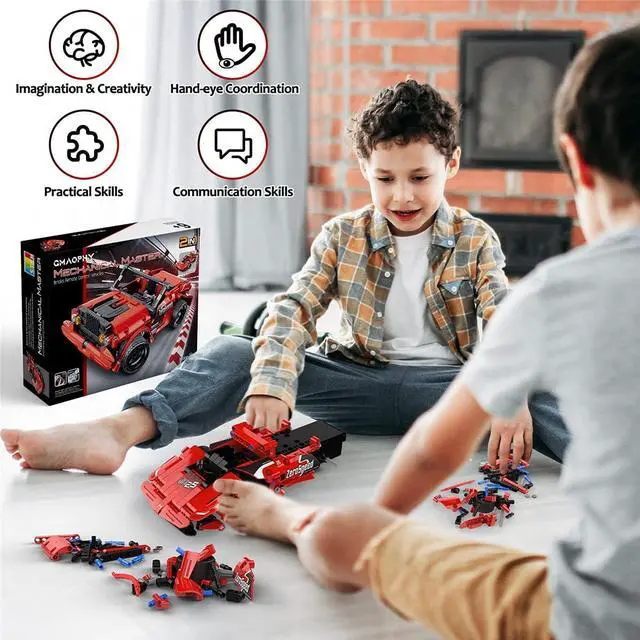 Alt view image 3 of 6 - STEM Toy Building Toys Gifts for Age 5, 6, 7, 8, 9, 10, 11, 12 Years Old Kids Boys Girls, 2 in 1 Remote Control Racing Car Building Blocks, 351 Pcs DIY Building Kits, Engineering Construction Toy