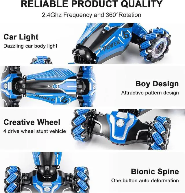 Alt view image 6 of 7 - RC Stunt Car, 2.4 GHz 4WD Drive Remote Controlled Gesture Sensor Toy Car, Hand Remote Control car with 360° Flipping Light and Music, Toys for