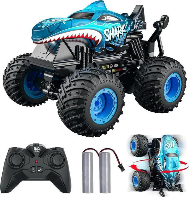 Main image of ACAMMZAR Remote Control Car, 2.4GHz Remote Control Monster Truck, RC Trucks 2 Battery 60 Mins+, RC Stunt Cars Toys with Light Sound, Indoor Outdoor All Terrain for Boys Kids Adults, Blue