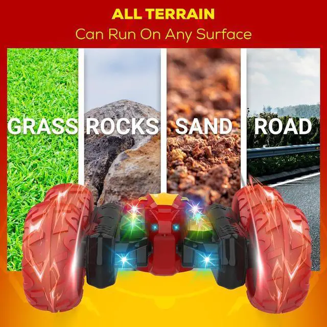 Alt view image 3 of 6 - TETON ELECTRONICS RC Car Stunt Car Marvel Avengers Iron Man Inspired 360° Rolling Remote Control Monster Truck Toys All Terrain 4WD RC Car with Lights, Rechargeable Big Wheels for Kids and Adults