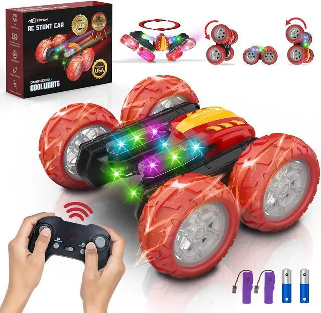 Main image of TETON ELECTRONICS RC Car Stunt Car Marvel Avengers Iron Man Inspired 360° Rolling Remote Control Monster Truck Toys All Terrain 4WD RC Car with Lights, Rechargeable Big Wheels for Kids and Adults