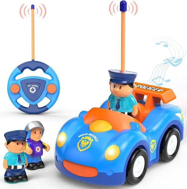 Main image of Remote Control Car for Toddlers, RC Police Car Toys for 2 3 4 5 Year Old Boy, Radio Controlled Car Ages 2-4 with Lights & Music, First Birthday Gifts for Boys Girls (Blue)
