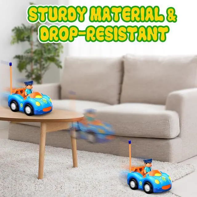 Alt view image 5 of 7 - Remote Control Car for Toddlers, RC Police Car Toys for 2 3 4 5 Year Old Boy, Radio Controlled Car Ages 2-4 with Lights & Music, First Birthday Gifts for Boys Girls (Blue)