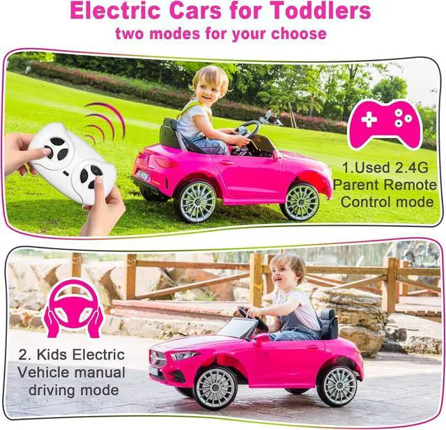 Alt view image 4 of 7 - Kids Electric Cars for Toddler Ride On with Parent Remote Control Vehicles for Girl and Boy Ride in 12V Battery Power 4 Wheels Mercedes Benz Big Toys Baby Toddler Car Music Light 3 Speed(Pink)