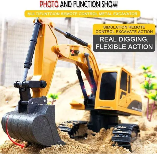 Alt view image 2 of 6 - Remote Control Excavator,Toy Digger Remote Control Digger Excavator Toys,Engineering Sand Digger Construction Vehicle Toy RC Excavator Toy Cars for Kids