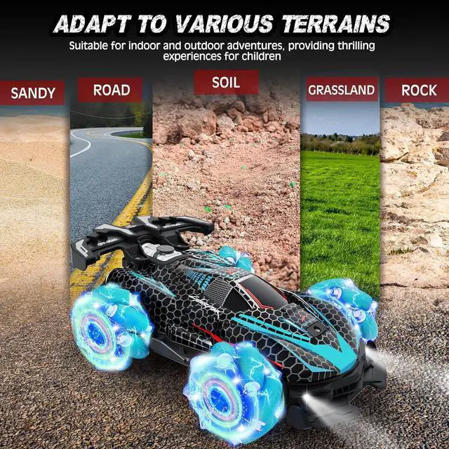 Alt view image 6 of 7 - 66RC Stunt Car, Gesture Sensing RC Car for Boys Girls, 2.4GHz 4WD Remote Control Car with 360° Rotating, Lights, Music & Spray, 2 Control Mode Toy Cars for Kids Birthday Gifts