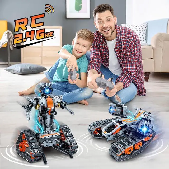 Alt view image 3 of 7 - HOGOKIDS 5 in 1 STEM Building Set with LED Light - APP & Remote Controlled Cars Building Toys Kit, RC Robot Tank Sleigh Tracked Racer 604 PCS, Toy Gifts for Kids Boys Girls Ages 6 7 8 9 10 11 12+ Year