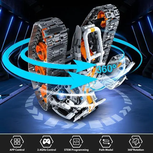 Alt view image 6 of 7 - HOGOKIDS 5 in 1 STEM Building Set with LED Light - APP & Remote Controlled Cars Building Toys Kit, RC Robot Tank Sleigh Tracked Racer 604 PCS, Toy Gifts for Kids Boys Girls Ages 6 7 8 9 10 11 12+ Year