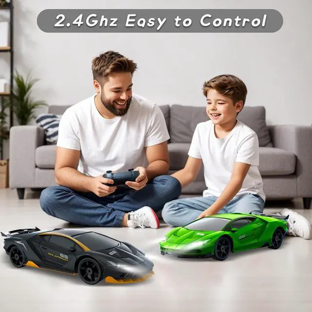 Alt view image 5 of 6 - RC Drift Car, 1/24 4WD Remote Control Car RC Cars for Kids, 2.4GHz Hobby Racing Car Toys with LED Light Two Rechargeable Batteries and Drift Tires Toy Cars for Boys Girls Adults