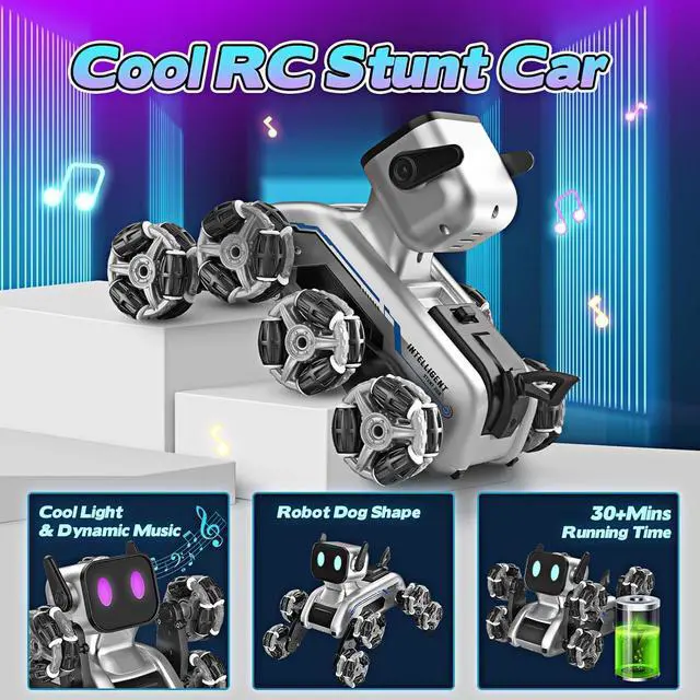 Alt view image 2 of 7 - Robot Dog Toys for Age 8-13, 8WD Remote Control Cars Robot Dog Rc Car with Light & Sound, Toys Gifts for 6 7 8 9 10 11 12 Year Old Boys Christmas Birthday Coolest Gifts for Boys 8-12