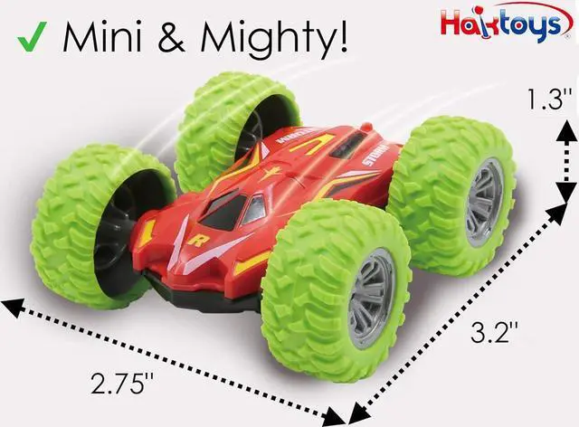 Alt view image 2 of 6 - Haktoys Mini Remote Control Stunt Car for Kids, Rechargeable Mini Remote Control Double Sided Toy Car, Super Fast All Terrain AWD Vehicle