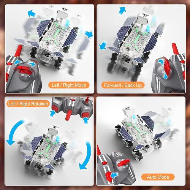 Alt view image 4 of 6 - Mars Rover Remote Control Car for Boys 4-7, Space Explorers Toys RC Cars for Boys Age 8-12, Moon Rover with 2.4Ghz Remote Control, Astronaut Model, 6 Laterally Movable Wheels, Rechargeable