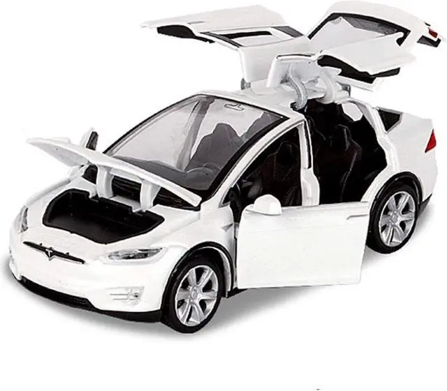 Alt view image 2 of 7 - Toy Car Model X, Pull Back Car Toys Alloy Vehicles with Lights and Sound 1:32 Scale Model Car (White)