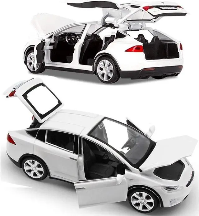 Alt view image 3 of 7 - Toy Car Model X, Pull Back Car Toys Alloy Vehicles with Lights and Sound 1:32 Scale Model Car (White)