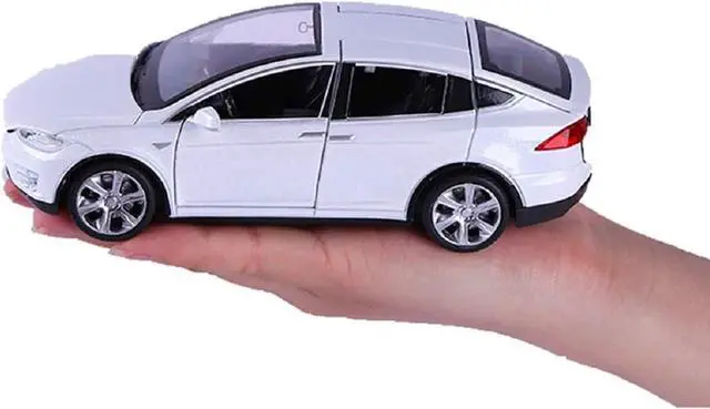 Alt view image 4 of 7 - Toy Car Model X, Pull Back Car Toys Alloy Vehicles with Lights and Sound 1:32 Scale Model Car (White)