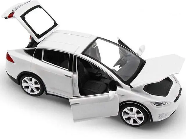 Alt view image 5 of 7 - Toy Car Model X, Pull Back Car Toys Alloy Vehicles with Lights and Sound 1:32 Scale Model Car (White)