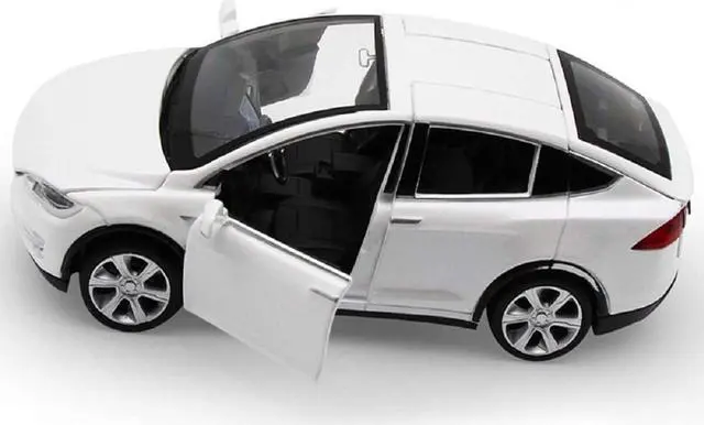 Alt view image 6 of 7 - Toy Car Model X, Pull Back Car Toys Alloy Vehicles with Lights and Sound 1:32 Scale Model Car (White)