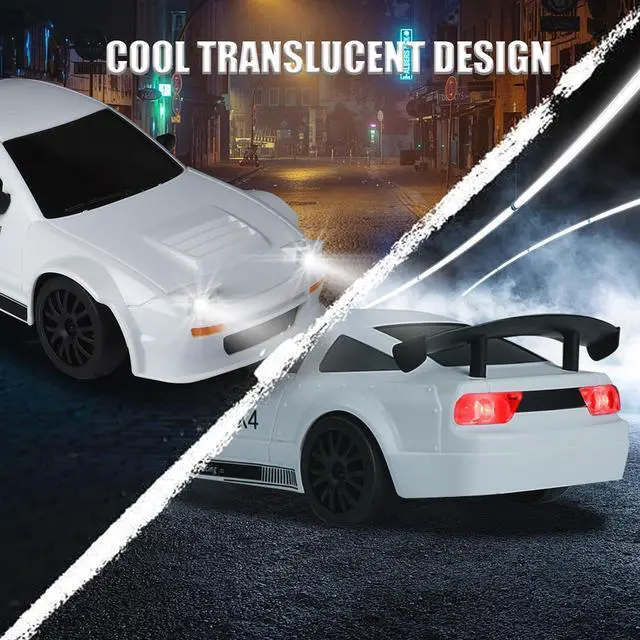 Alt view image 4 of 6 - Mini RC Drift Car with Full Proportional Throttle, 1:24 Remote Control Car 4WD Drift GT-RX7 RC Cars Vehicle High-Speed Racing RC Drifting Car Gifts Toy for Boys Kids (White)