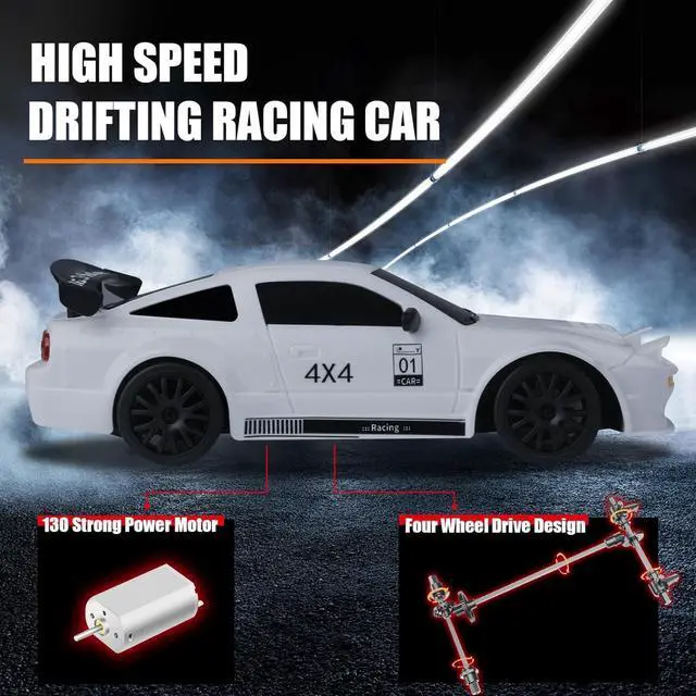 Alt view image 6 of 6 - Mini RC Drift Car with Full Proportional Throttle, 1:24 Remote Control Car 4WD Drift GT-RX7 RC Cars Vehicle High-Speed Racing RC Drifting Car Gifts Toy for Boys Kids (White)