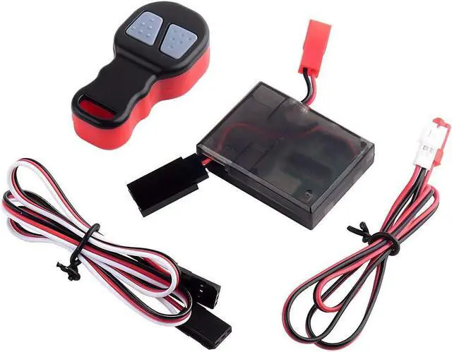 Alt view image 4 of 7 - INJORA Metal Automatic Winch Wireless Remote Controller System for 1:10 RC Crawler Car Axial SCX10 90046 TRX4 Redcat (Red)