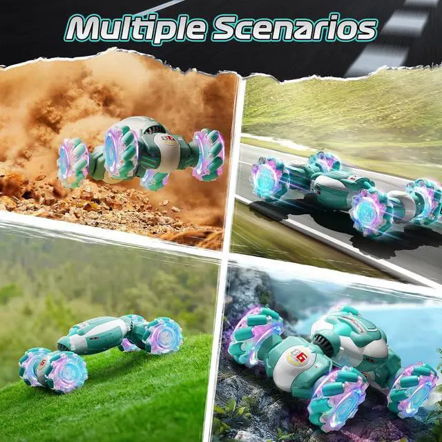 Alt view image 2 of 7 - Gesture Sensing RC Stunt Car, Best Birthday Gift Ideas for Boys 6-12, Toys for Boys Age 8/9/10/11/12, 4WD 2.4GHz Remote Control Twist Car with Light & Music, Off Road 360° Rotating