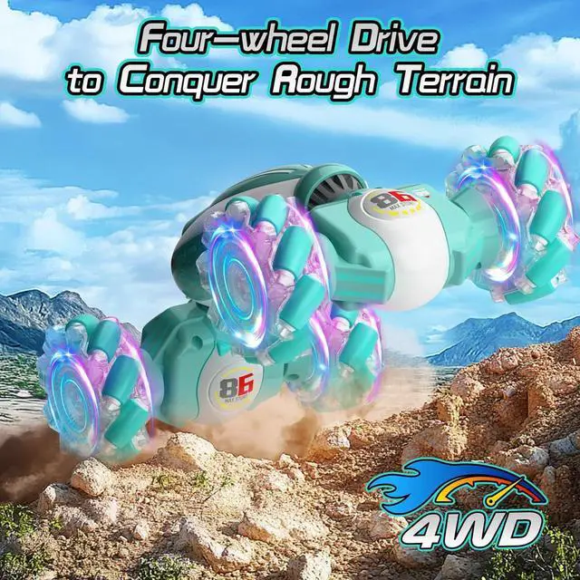 Alt view image 6 of 7 - Gesture Sensing RC Stunt Car, Best Birthday Gift Ideas for Boys 6-12, Toys for Boys Age 8/9/10/11/12, 4WD 2.4GHz Remote Control Twist Car with Light & Music, Off Road 360° Rotating