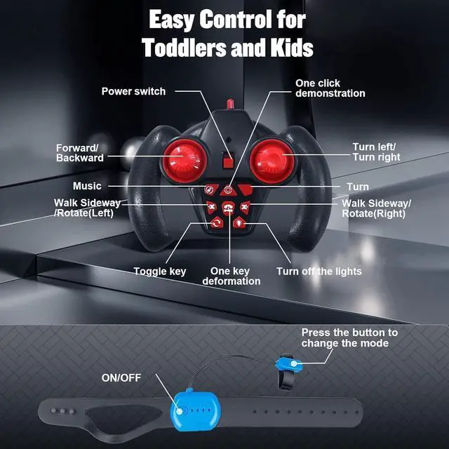 Alt view image 7 of 7 - Gesture Sensing RC Stunt Car, Best Birthday Gift Ideas for Boys 6-12, Toys for Boys Age 8/9/10/11/12, 4WD 2.4GHz Remote Control Twist Car with Light & Music, Off Road 360° Rotating