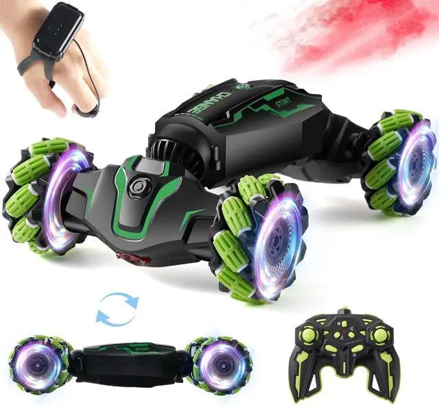 Main image of Gesture Sensing RC Stunt Car with Light & Music & Spray - Remote Control Cars for Boys 8-12 Toys, Best Birthday Gift for Kids 6 7 8 9 10 11 12+ Years Old, Cool Hand Controlled Drift Fast RC Car