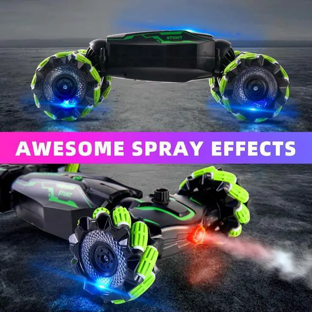 Alt view image 3 of 7 - Gesture Sensing RC Stunt Car with Light & Music & Spray - Remote Control Cars for Boys 8-12 Toys, Best Birthday Gift for Kids 6 7 8 9 10 11 12+ Years Old, Cool Hand Controlled Drift Fast RC Car