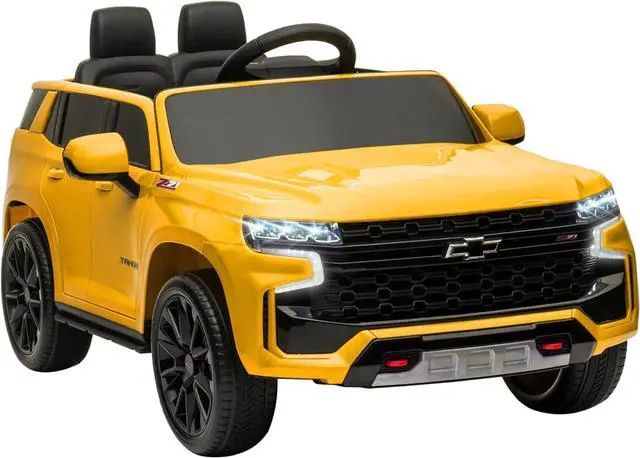 Main image of Aosom Chevrolet Tahoe Licensed Kids Ride on Car, 12V Battery Powered Kids Electric Car with Remote Control, 4-Wheeler Suspension, Music, Lights, Horn, for Ages 3-6 Years Old, Yellow