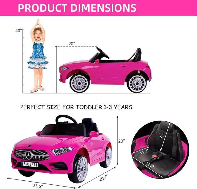 Alt view image 2 of 7 - Kids Electric Ride on Car with Remote Control, 12V Licensed Mercedes Benz Kids Car Battery Powered Electric Vehicles Toy Car, Adjustable Speed, Safety Belt, Music&LED Lights(Pink)