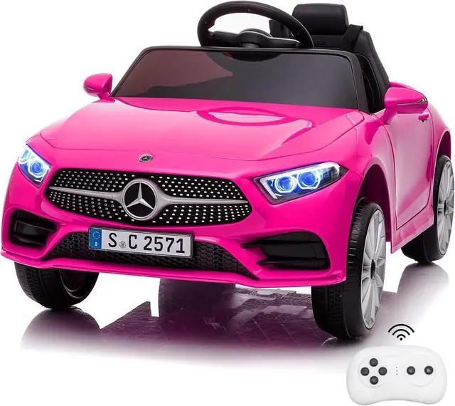Kids Electric Ride on Car with Remote Control, 12V Licensed Mercedes Benz Kids Car Battery Powered Electric Vehicles Toy Car, Adjustable Speed, Safety Belt, Music&LED Lights(Pink)