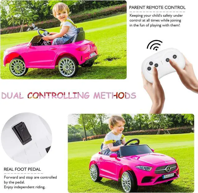 Alt view image 3 of 7 - Kids Electric Ride on Car with Remote Control, 12V Licensed Mercedes Benz Kids Car Battery Powered Electric Vehicles Toy Car, Adjustable Speed, Safety Belt, Music&LED Lights(Pink)