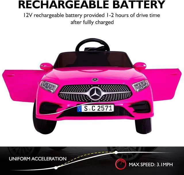 Alt view image 4 of 7 - Kids Electric Ride on Car with Remote Control, 12V Licensed Mercedes Benz Kids Car Battery Powered Electric Vehicles Toy Car, Adjustable Speed, Safety Belt, Music&LED Lights(Pink)